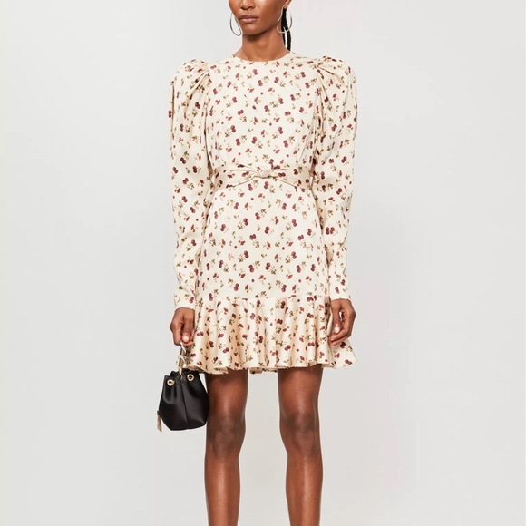 Rotate Shelly Dress Berry Stretch Satin Ruffle Flared Mini Sz 4 - Picture 8 of 12